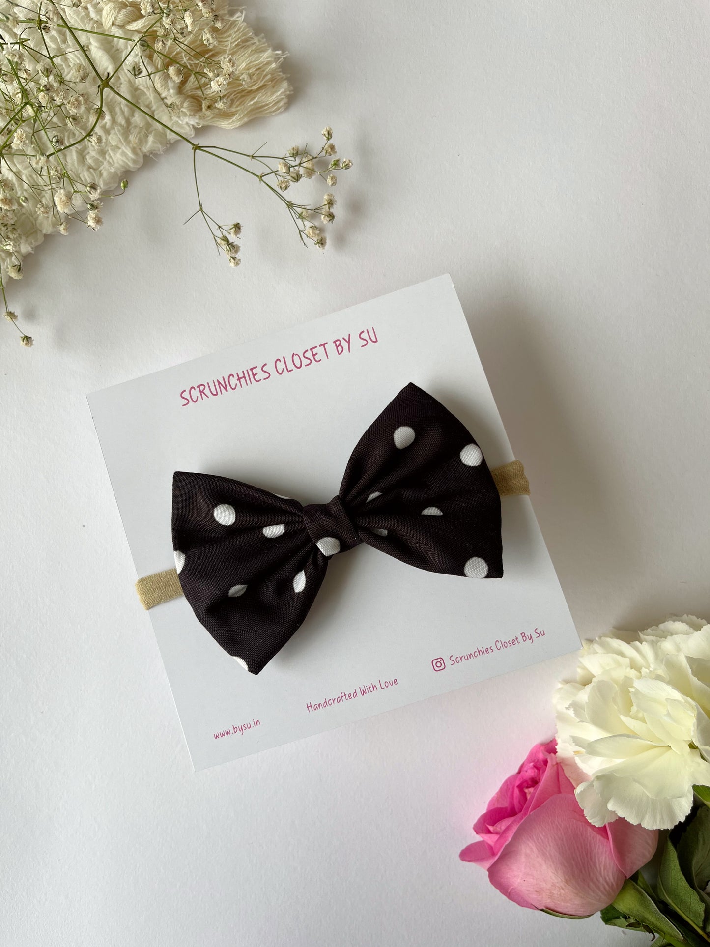 Polka Dot Nylon Bow Headband