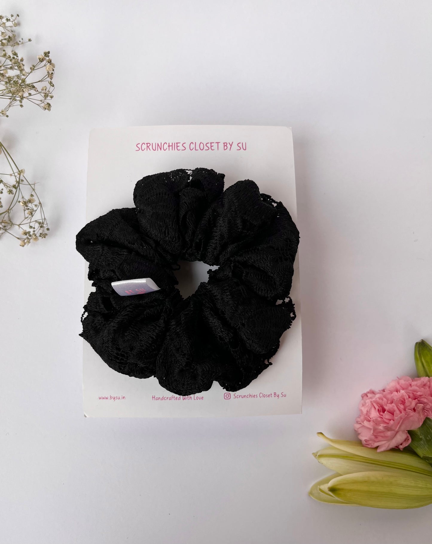 Noir Bloom Lace Scrunchie