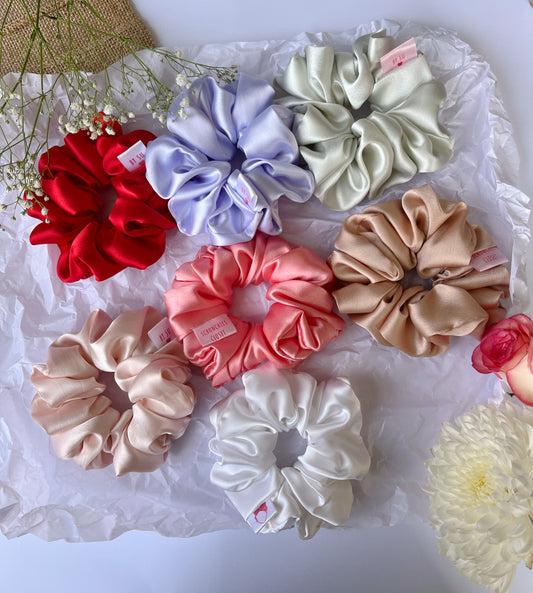 Satin Scrunchies Pack of 7 - Vibrant