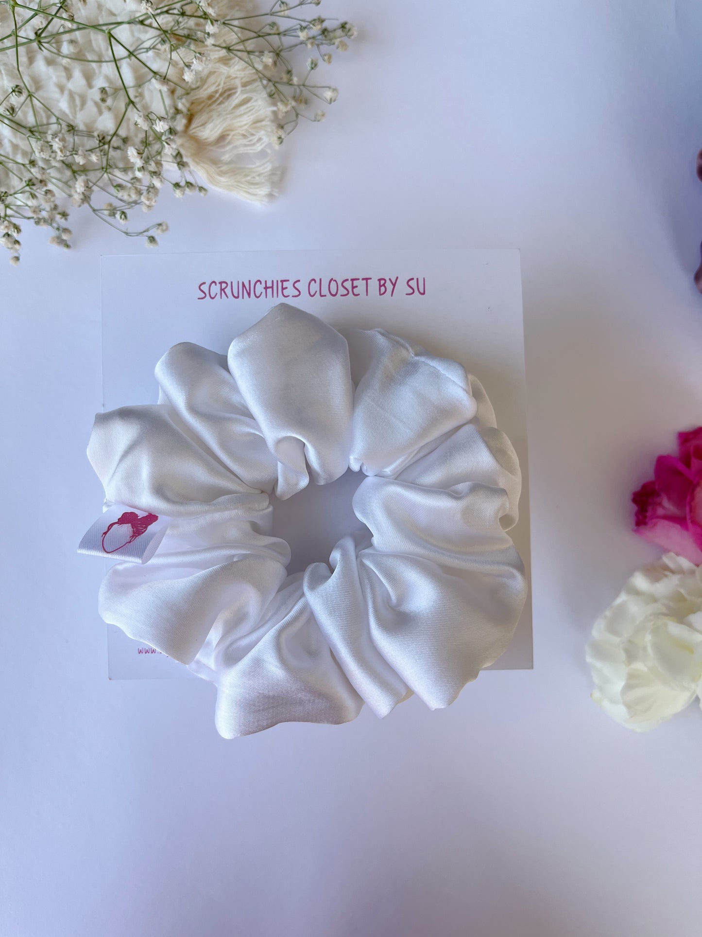 White Satin Scrunchie