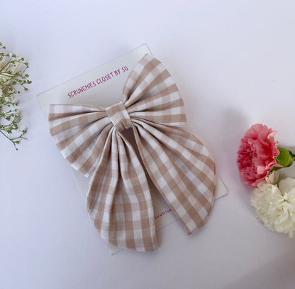 Beige Gingham Tailbow
