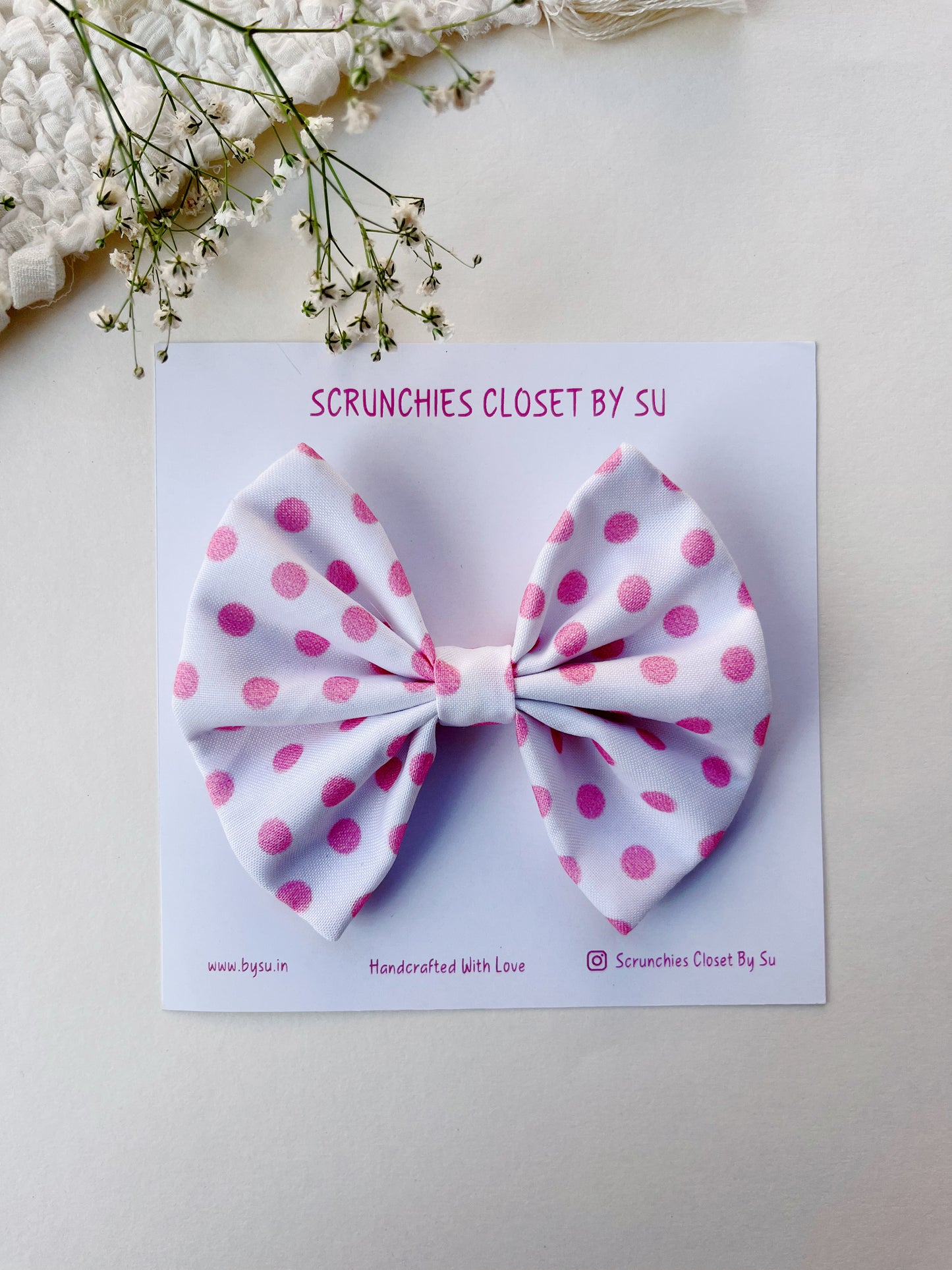 Baby Pink Dot Classic Bow