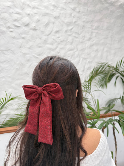 Rosette Red Shimmer Bow