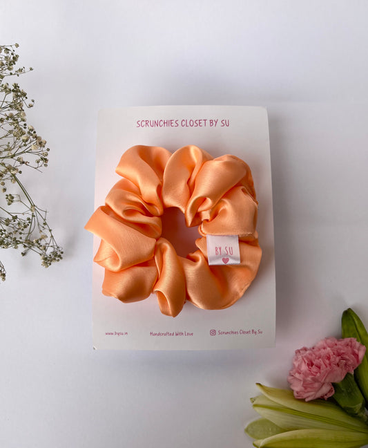 Neon Orange Satin Scrunchie