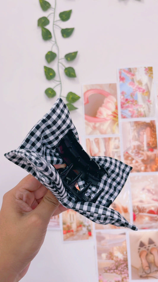 Gingham Double Bow Hair Claw