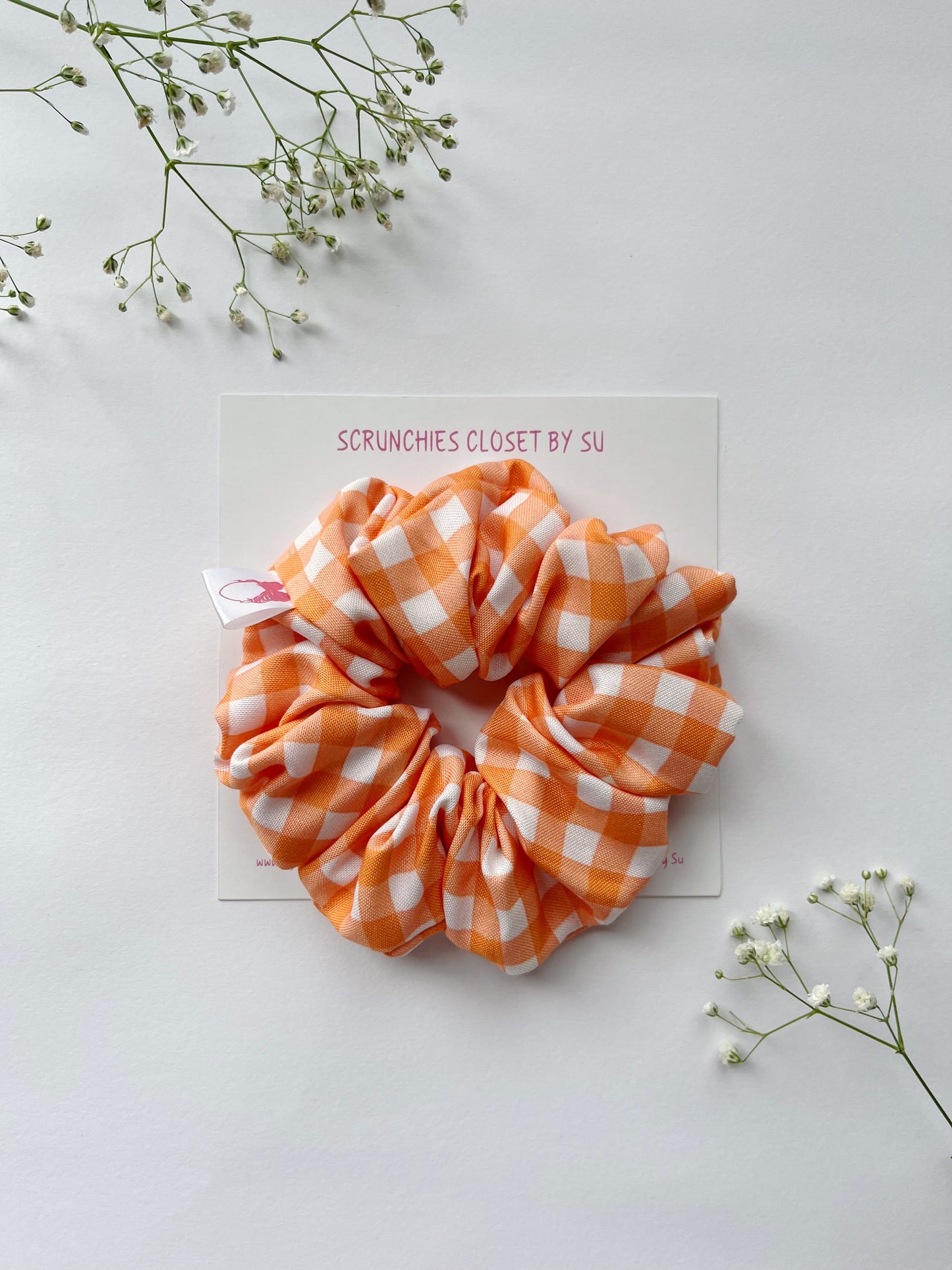 Orange Gingham Scrunchie