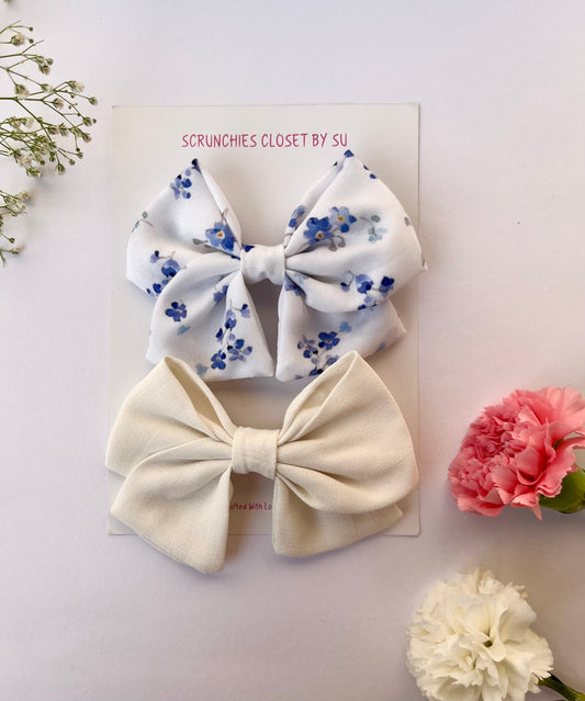 Blue Floral Bow Set