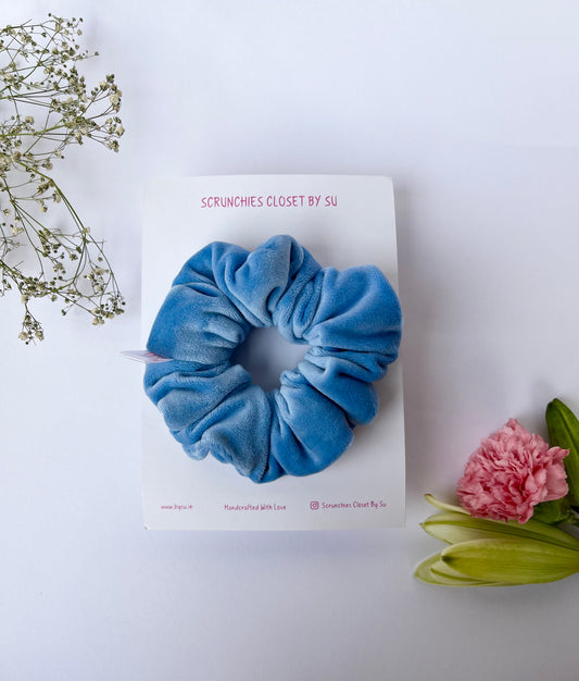 Ice Blue Velvet Scrunchie