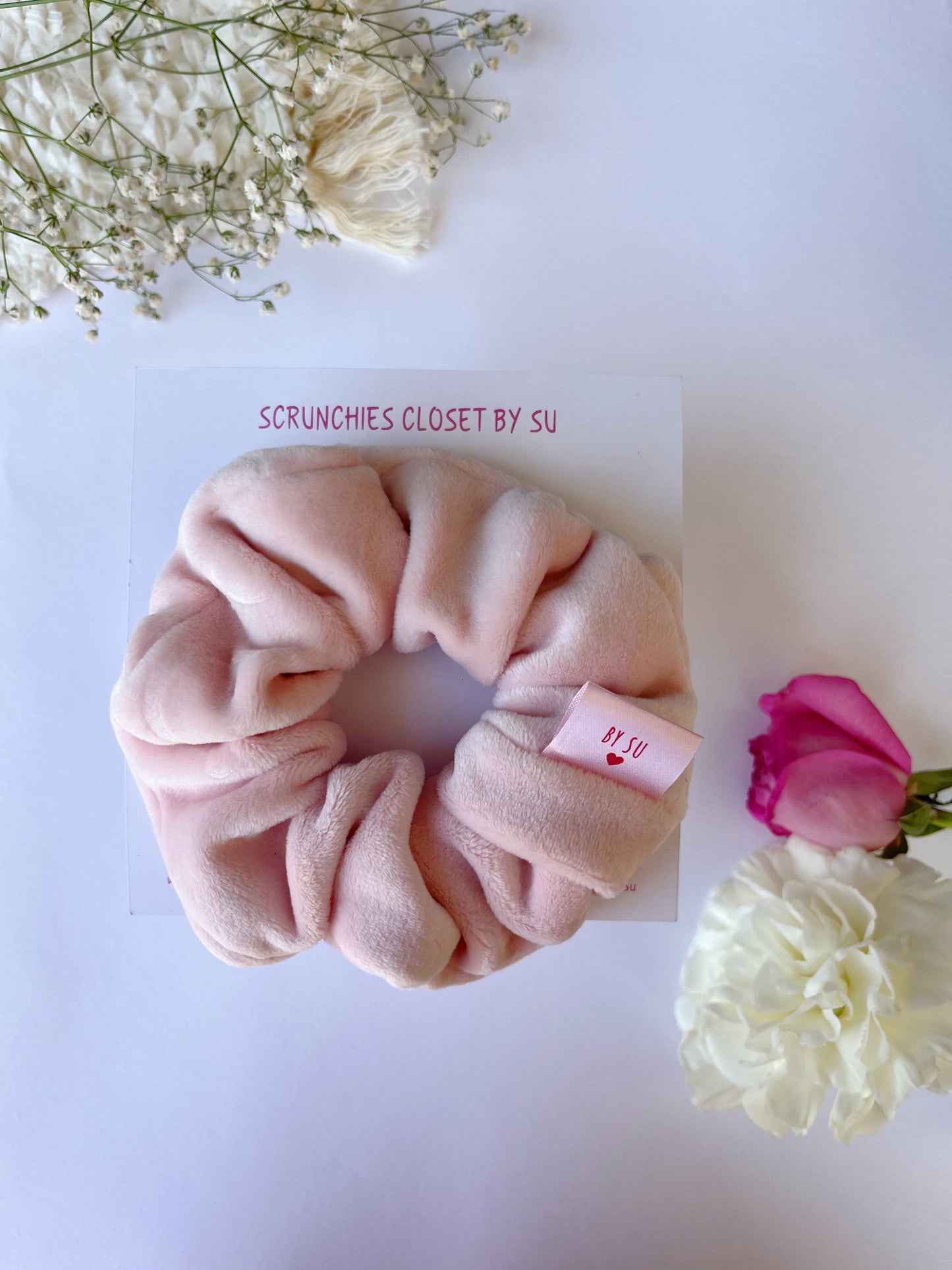 Baby Pink Velvet Scrunchie