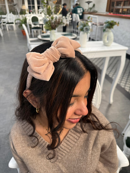 Velvet Sand Blossom Bow Hairband