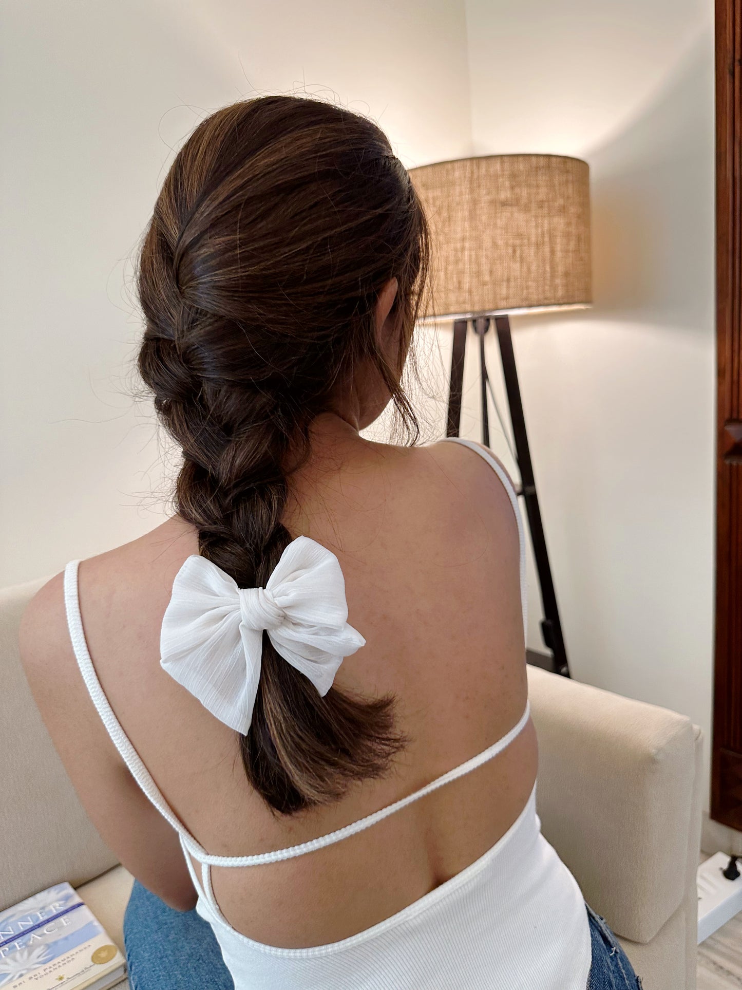 White Pinwheel Bow