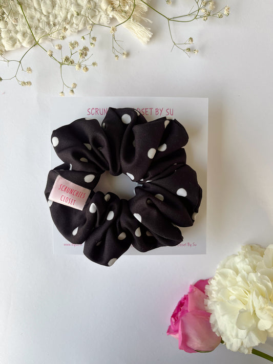 Black Polka Dot Scrunchie