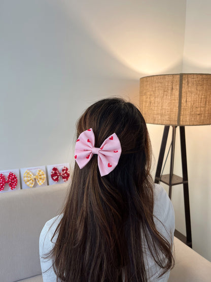Pink Heart Classic Bow