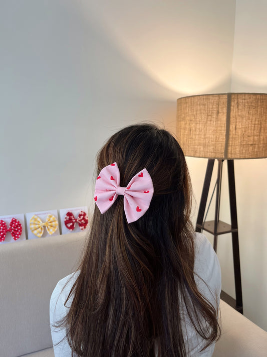 Pink Heart Classic Bow