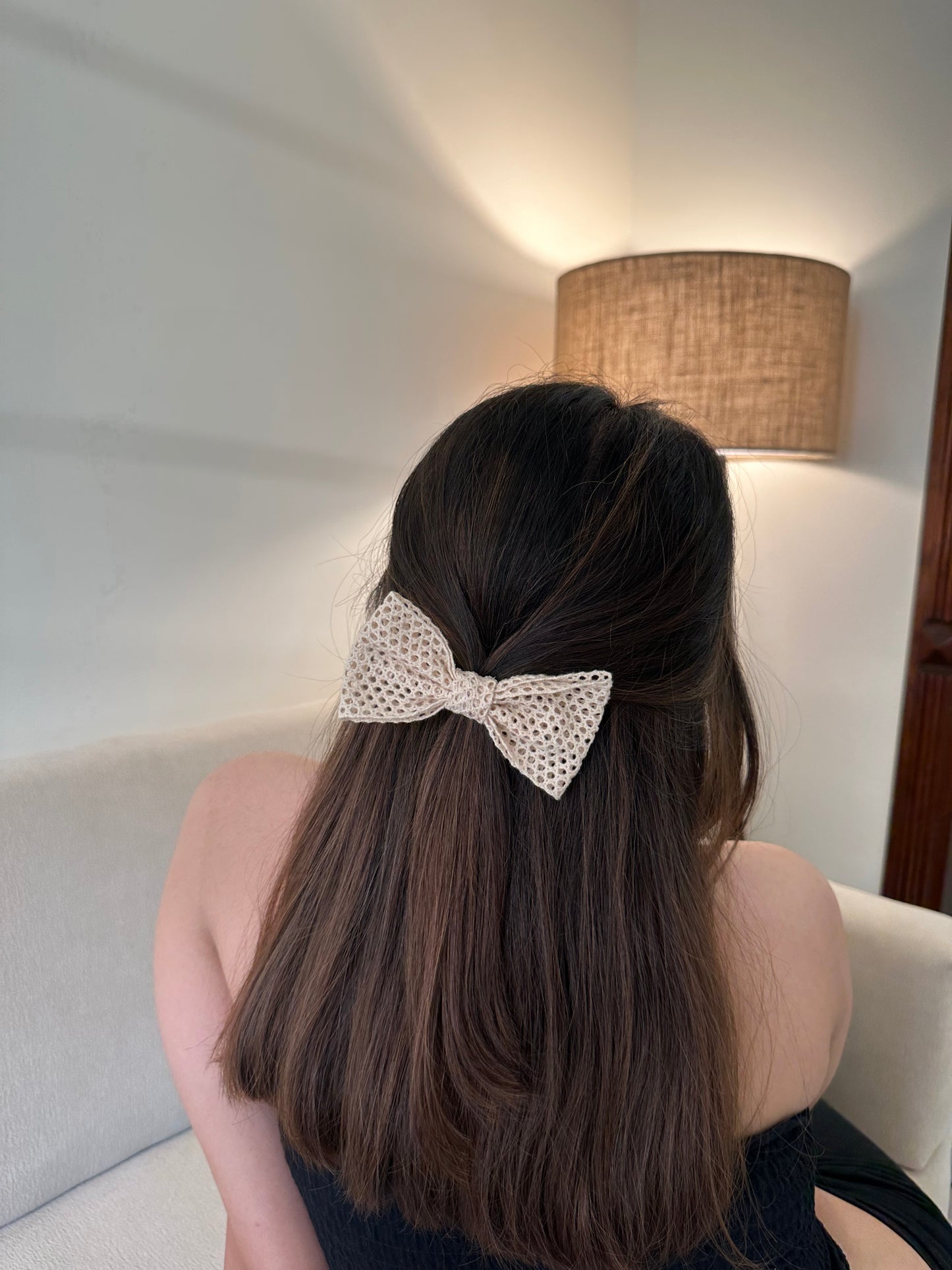 Beige Crochet Hairbow