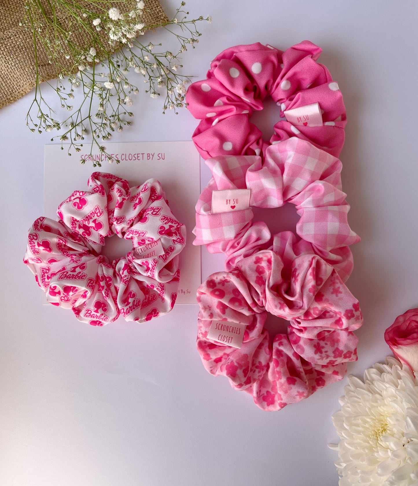 Cotton Scrunchies Pack of 4 - All Pink