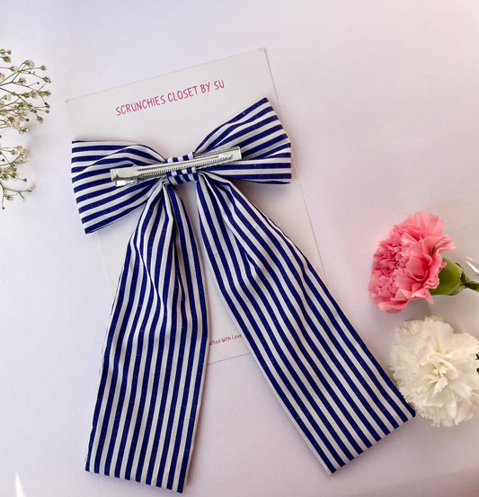 Navy Blue Striped Tailbow