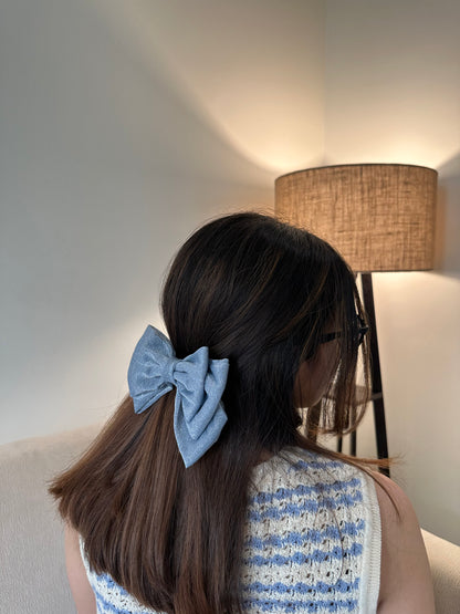 Blue Triple Layered Glitter Bow