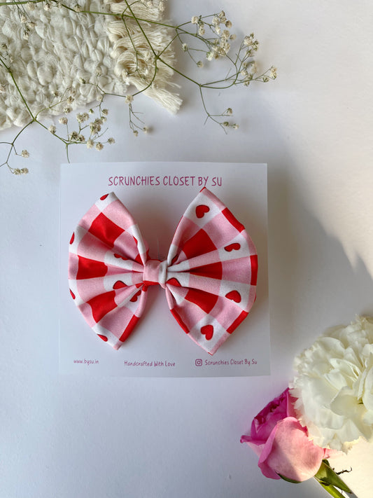 Heart Gingham Classic Hairbow