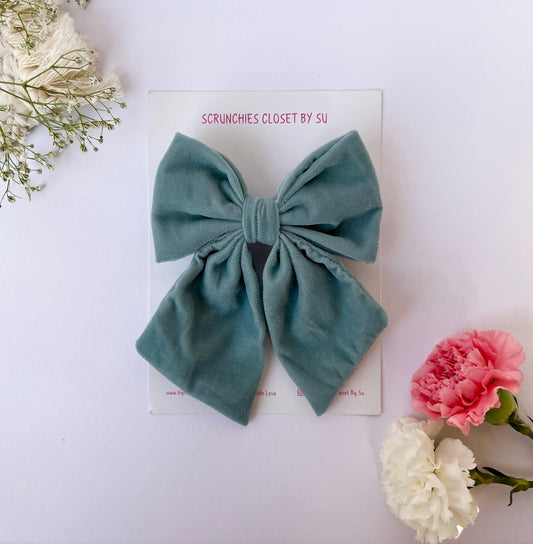 Sage Green Velvet Tailbow