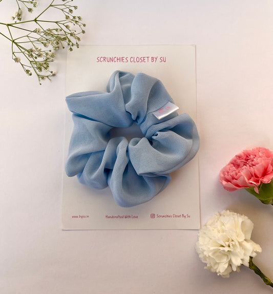 Blue Georgette Scrunchie