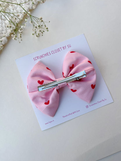 Pink Heart Classic Bow
