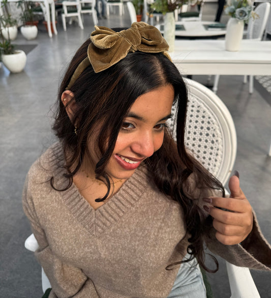 Mistletoe Gold Crown Bow Hairband