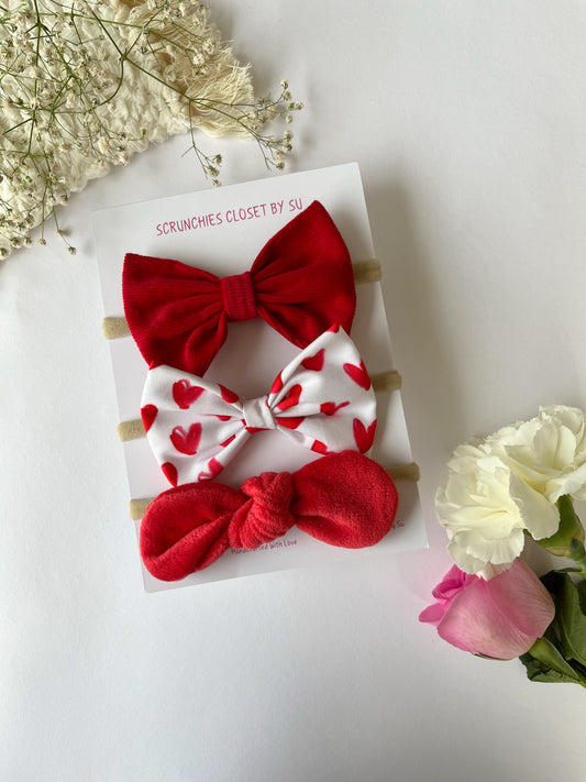 Ruby Woo Nylon Bow Headband Combo