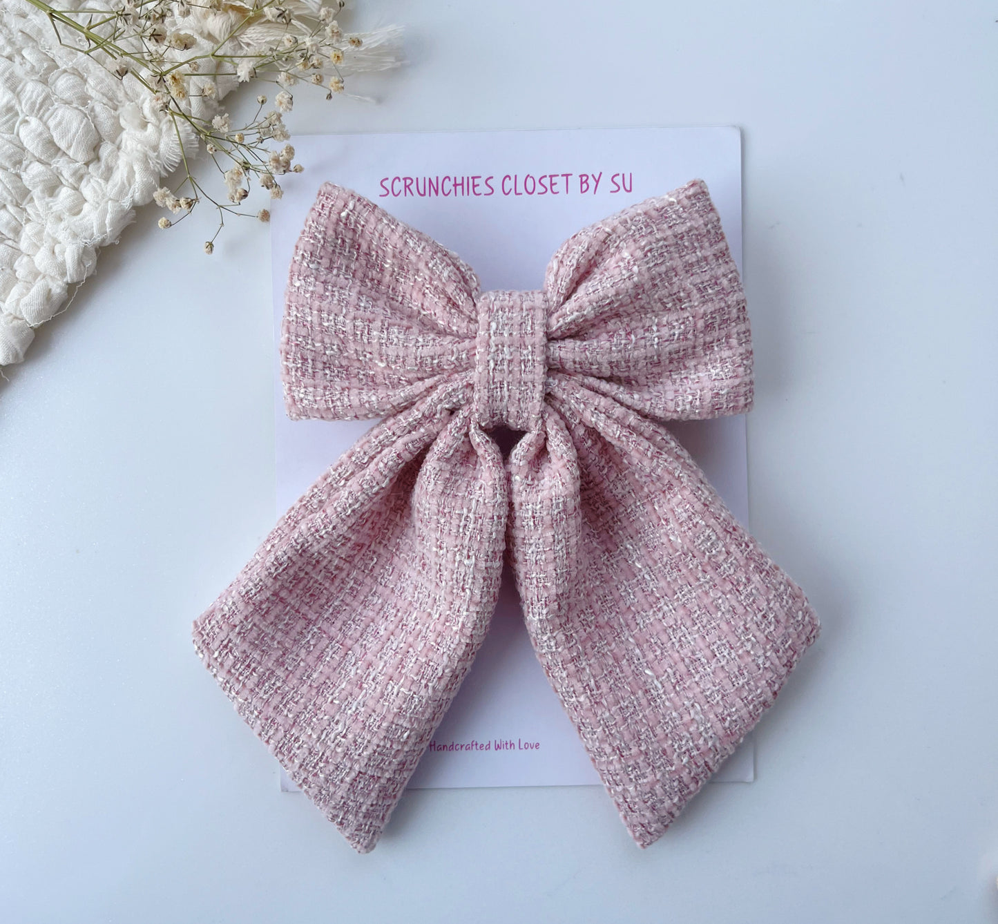 Pink Tweed Tailbow