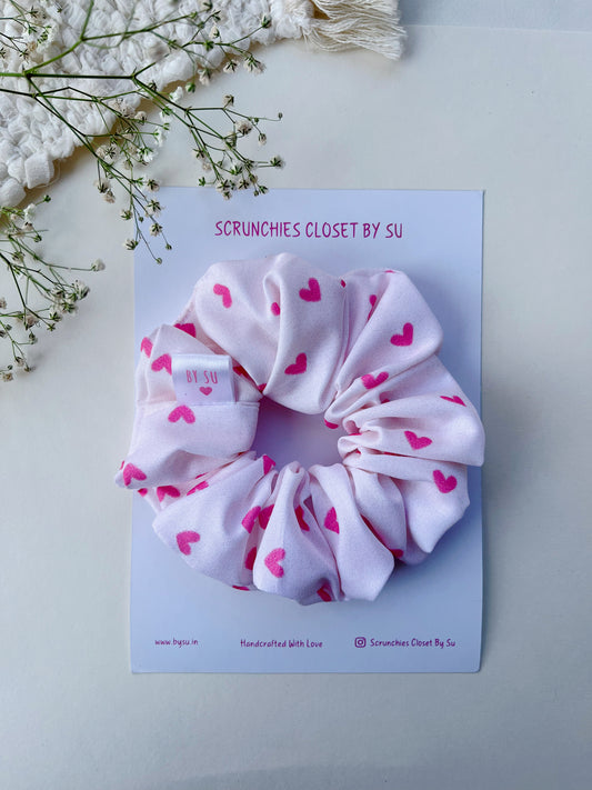 Baby Pink Heart Scrunchie