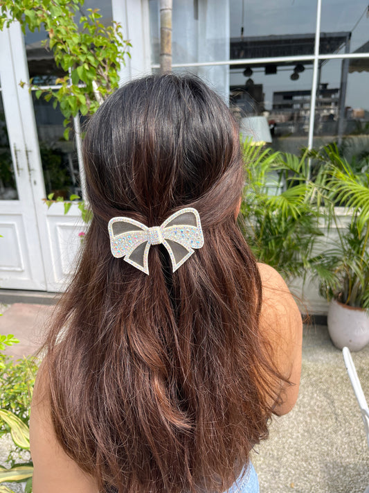 White Bejewelled Bow