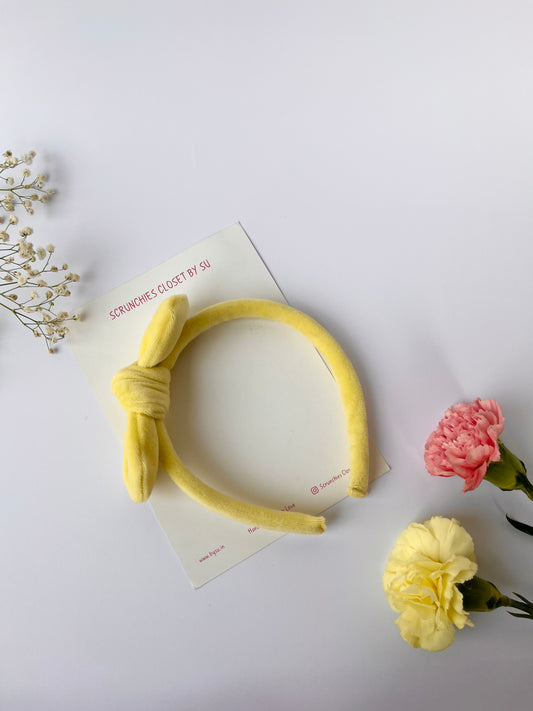 Yellow Velvet Bow Hairband