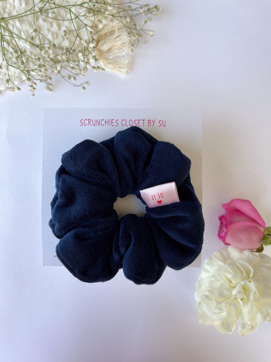 Navy Blue Velvet Scrunchie