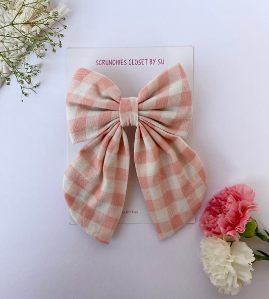 Peach Gingham Tailbow