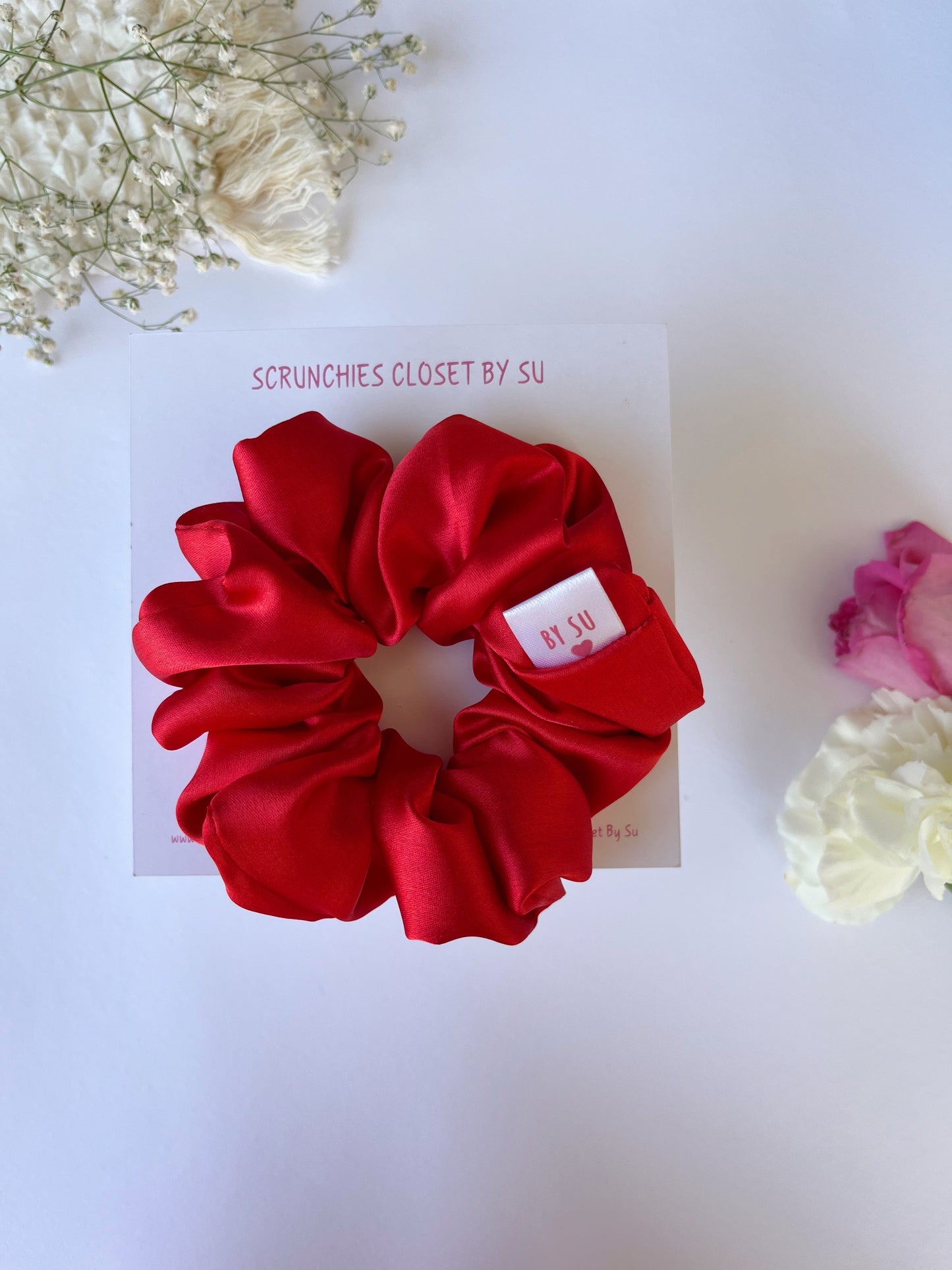 Red Satin Scrunchie