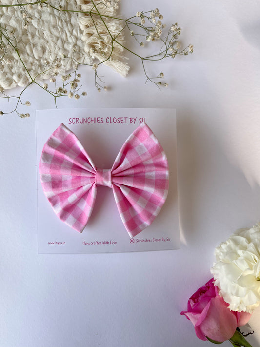 Pink Gingham Classic Hairbow