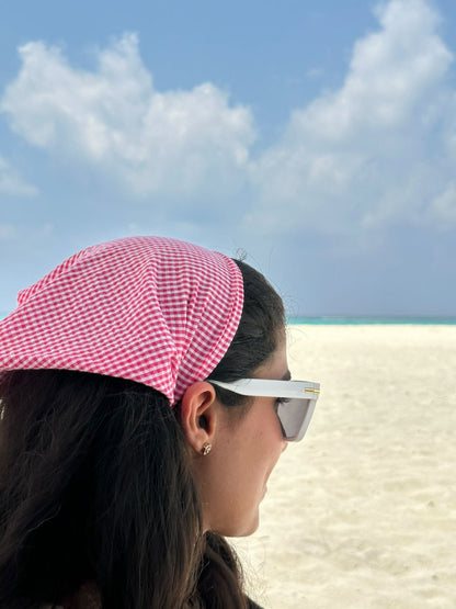 Pink Checkered Head Scarf Bandana