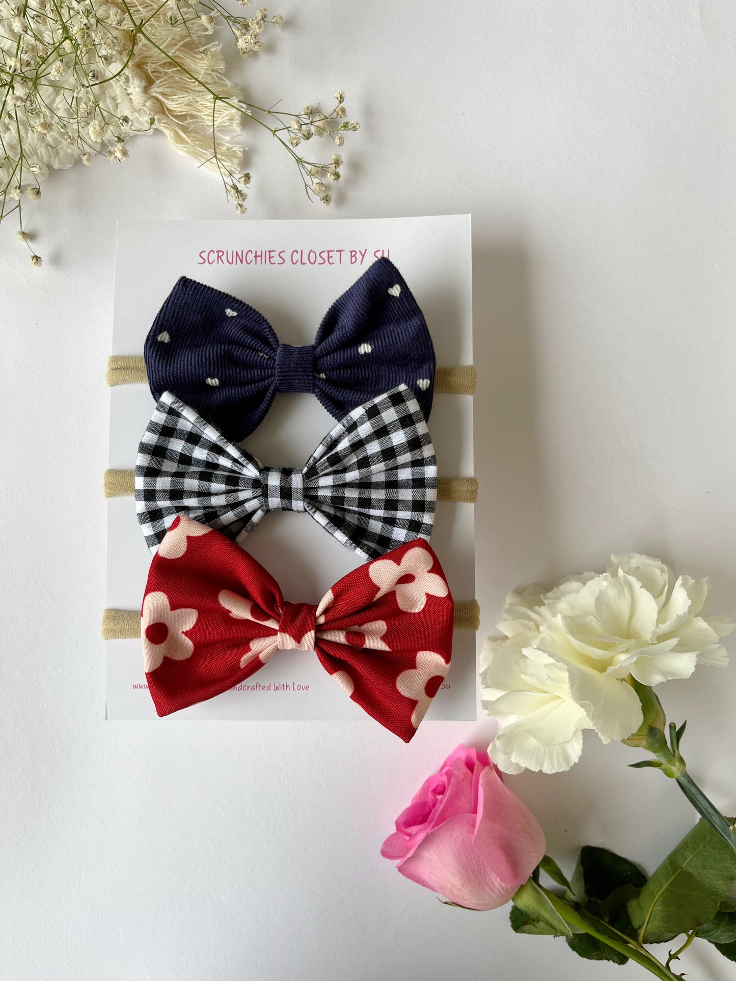 Retro Nylon Bow Headband Combo