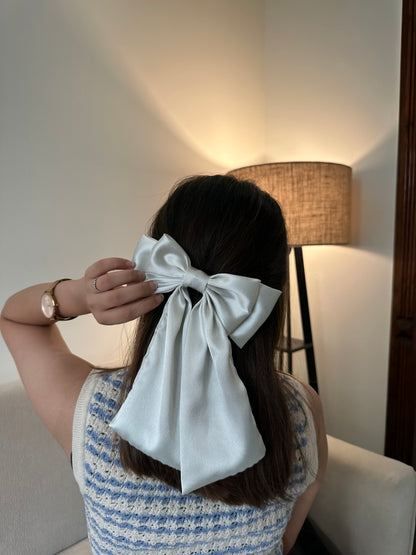 Silver Luxe Satin Tailbow