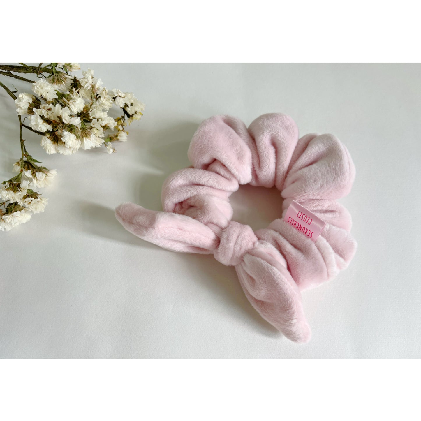 Baby Pink Velvet Bunny Scrunchie