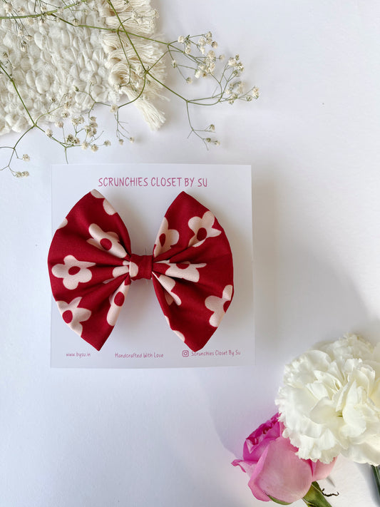 Red Floral Classic Bow