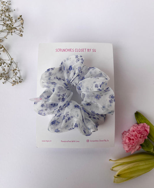 Blue Vintage Organza Scrunchie