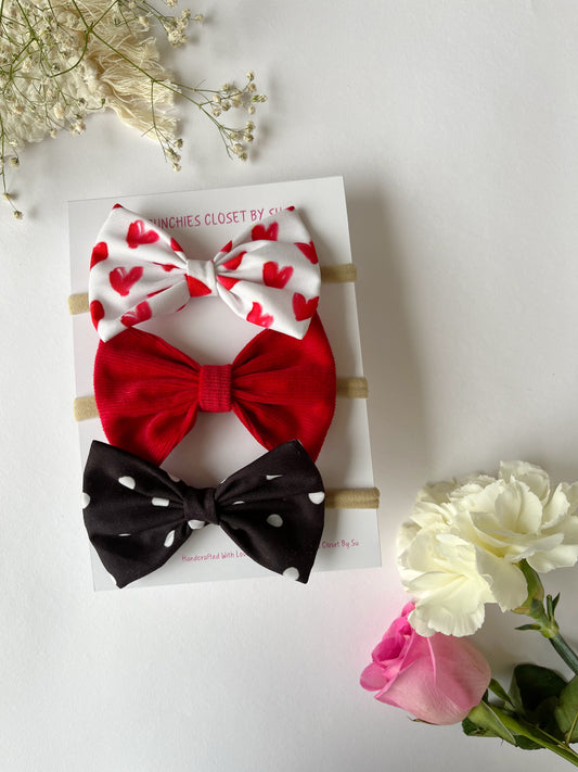 Sweetheart Nylon Bow Headband Combo