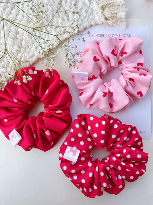 Red & Pink Heart Scrunchies Combo