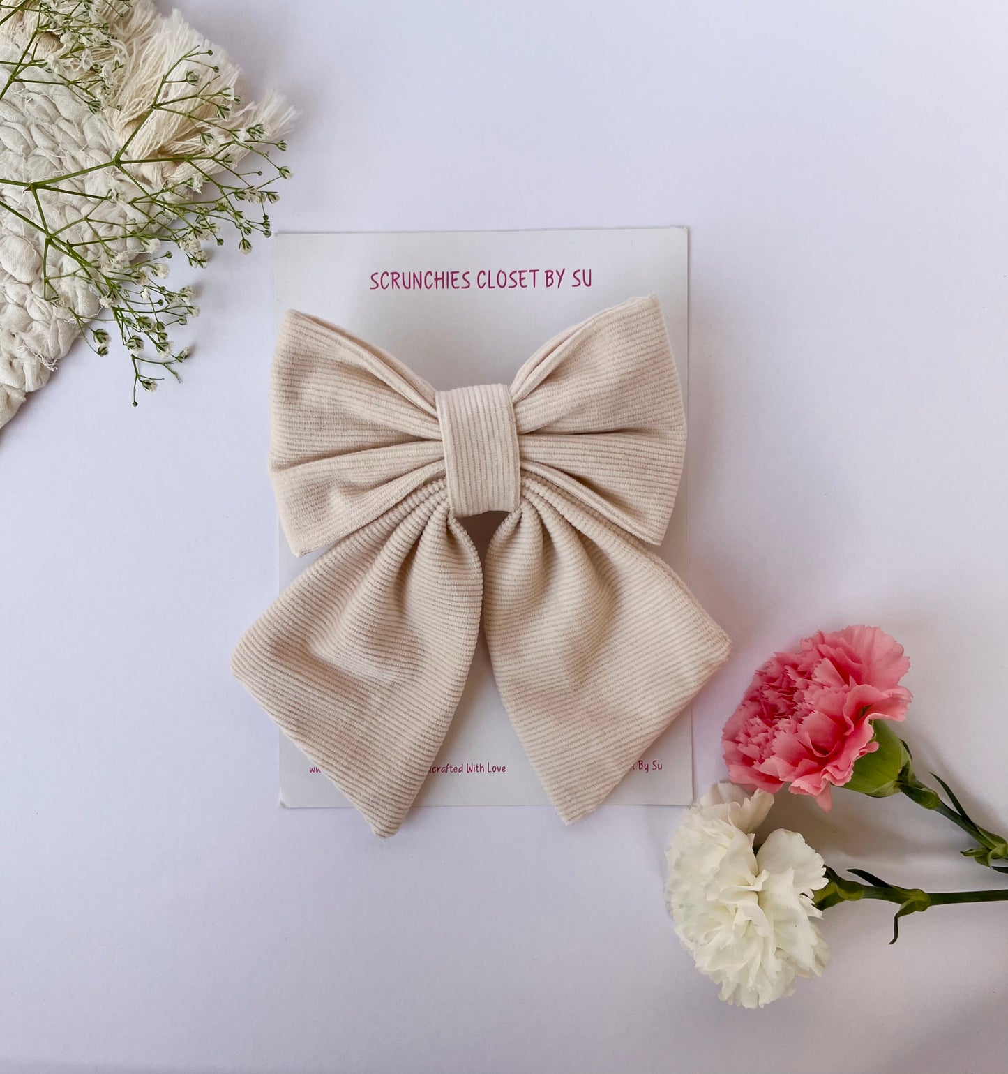 Off White Corduroy Tailbow