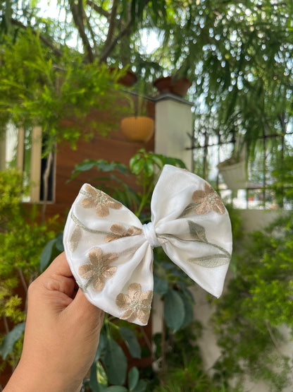 Organza Embroidered Double Layered Hairbow