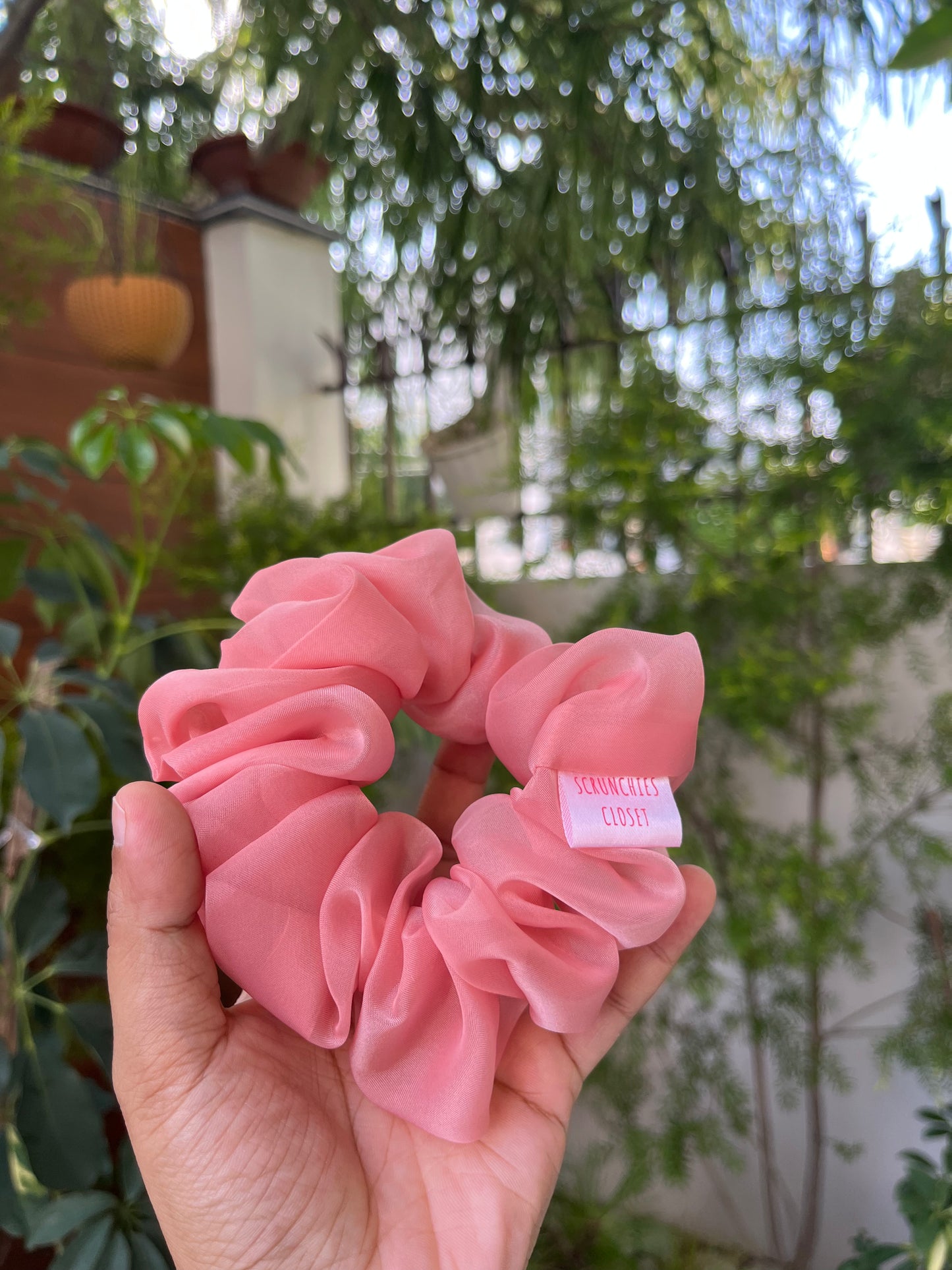 Peach Organza Scrunchie