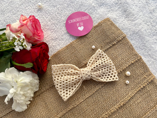 Beige Crochet Hairbow