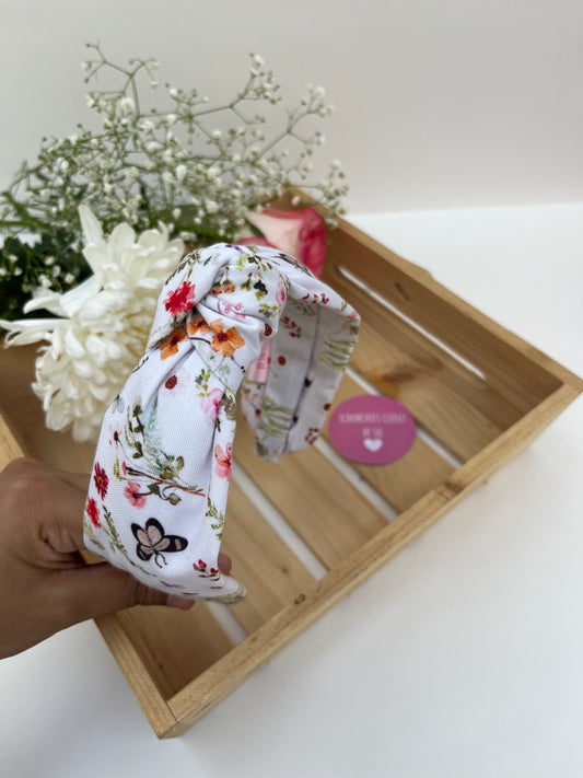 White Floral Top Knot Hairband